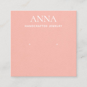 Peach Pink Leather Earring Display Quadratische Visitenkarte