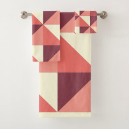 Peach Pink Lila Triangle Geometrie Badhandtuch Set