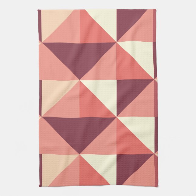 Peach Pink Lila Triangle Geometrie Geschirrtuch (Vertikal)