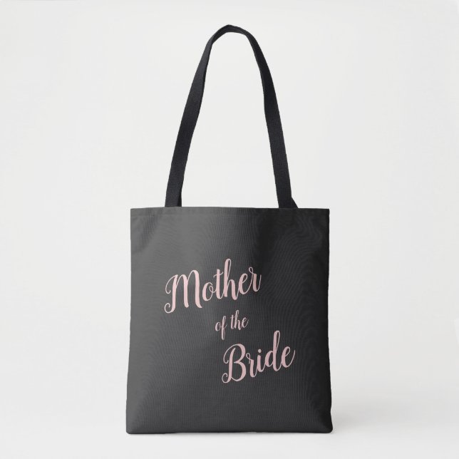 Peach Pink Moderne Script Mutter der Braut Tasche (Vorderseite)