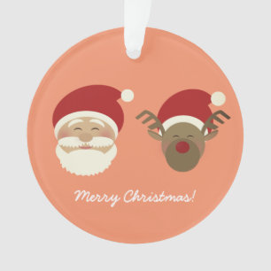 Peach Pink Niedlich Weihnachtsmann und Weihnachtsm Ornament