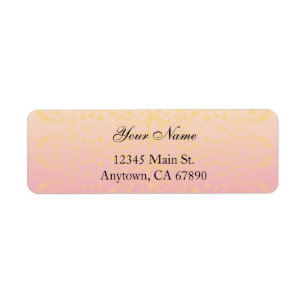 Peach Pink Pastel Damask Personnalisé Étiquettes d