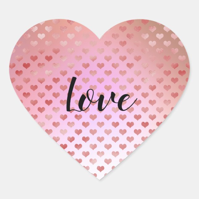 Peach Pink Red Hearts Ombre Herz-Aufkleber (Vorderseite)