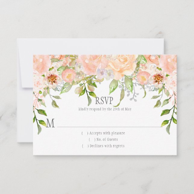 Peach Pink Roses Grüne Weinroute UAWG RSVP Karte (Vorderseite)