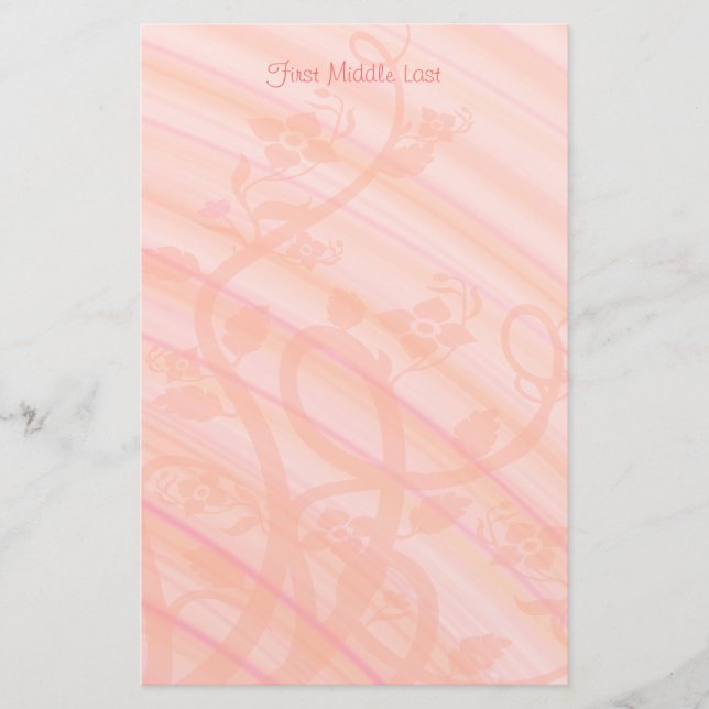 Peach Pink Spirals Blume Personalisierte Vorlage Briefpapier (Vorderseite)