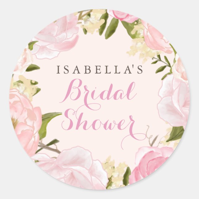 Peach Pink Spring Rose Brautparty Sticker (Vorderseite)
