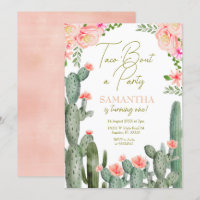 Peach Pink Taco Cactus Invitation Anniversaire