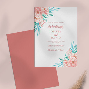 Peach Pink Tosca Blumensommer Hochzeit Einladung