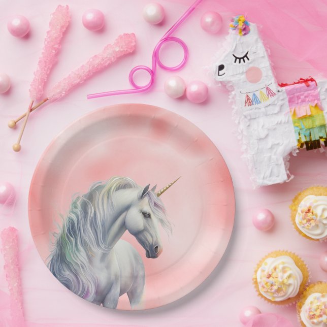 Peach Pink Unicorn Dream Pappteller (Party)