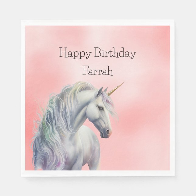 Peach Pink Unicorn Dream Serviette (Vorderseite)