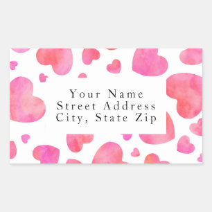 Peach Pink Watercolor Herd Muster Labels Rechteckiger Aufkleber