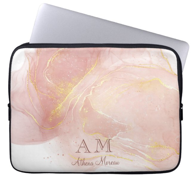 Peach Pink Watercolor Tinte individuell einstellba Laptopschutzhülle (Vorderseite)