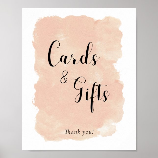 Peach Pink Watercolor Wedding Cards - Tabelle Poster (Vorne)