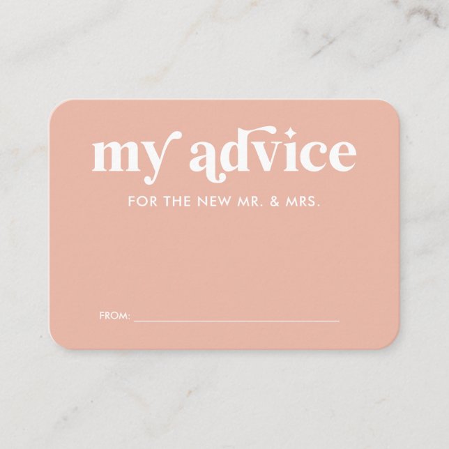 Peach Pink Wedding Advice Card Begleitkarte (Vorderseite)