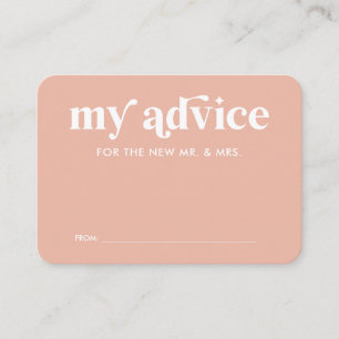Peach Pink Wedding Advice Card Begleitkarte