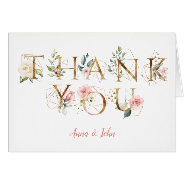 Peach Pink White Floral Alphabet Hochzeit Vielen D (Vorderseite (Horizontal))