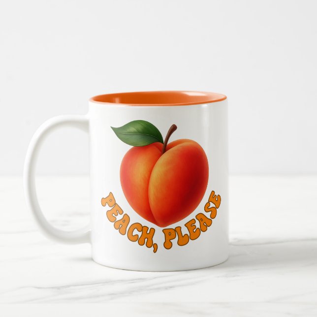 Peach Please Funny Two-toned Zweifarbige Tasse (Links)