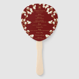 Peach/Plum Blossoms Double Xi Hochzeitsprogramm Fächer