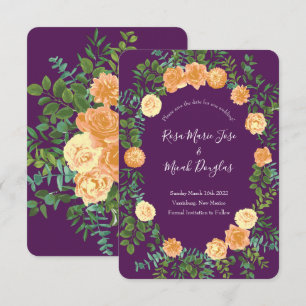 Peach Plum Lila Peony Rose Hochzeitstag Rett Einladung
