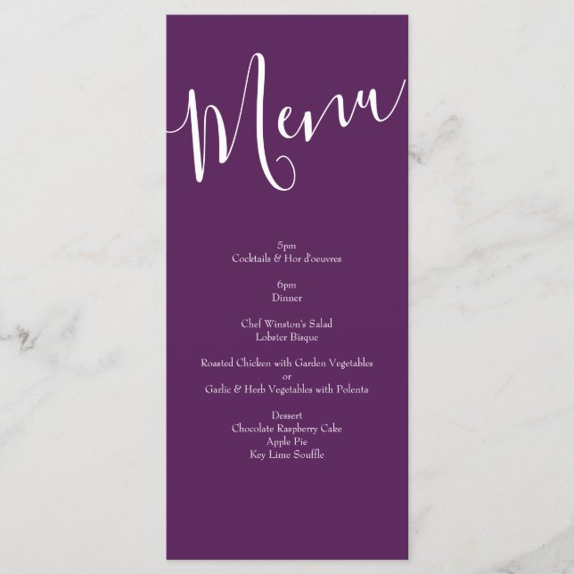 Peach Plum Purple Peony Rose Menu Mariage (Devant)