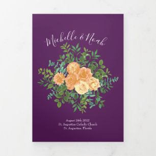 Peach Plum Purple Peony Roses Programmes de mariag