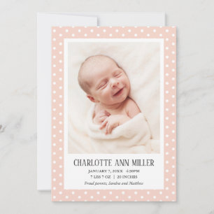 Peach Polka Dot Baby Carte photo