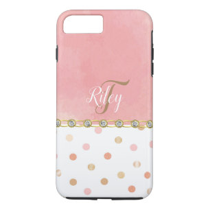 Peach Polka Dot Kristall Glitzy Hübsch Fun Case-Mate iPhone Hülle