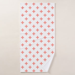 Peach polka Kreuze auf weiß Badehandtuch