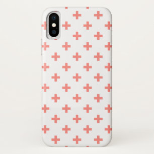 Peach polka Kreuze auf weiß Case-Mate iPhone Hülle