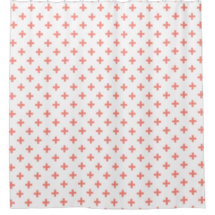 Peach polka Kreuze auf weiß Duschvorhang