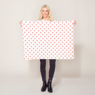 Peach polka Kreuze auf weiß Fleecedecke