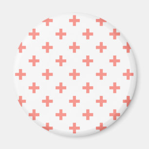 Peach polka Kreuze auf weiß Magnet
