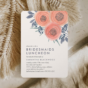 Peach Poppies Bridesmaids Luncheon Einladung