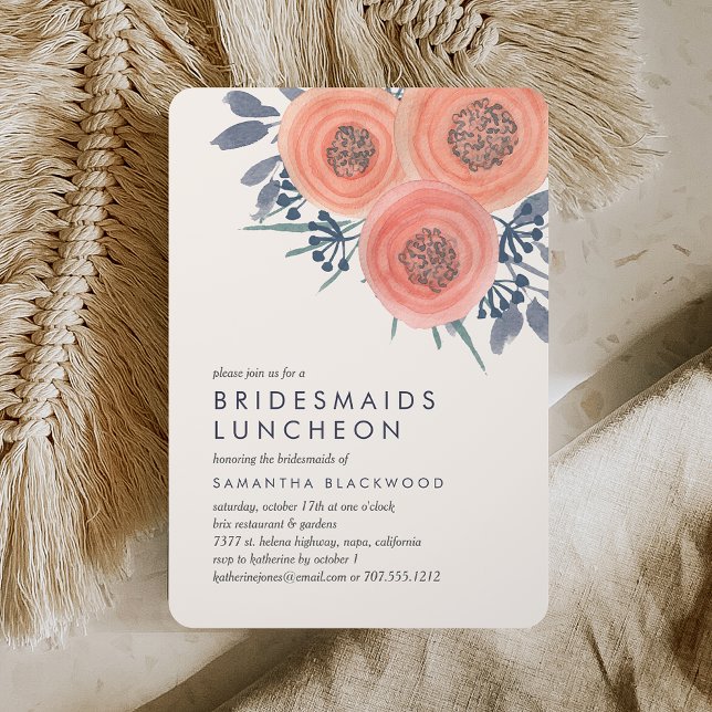 Peach Poppies Bridesmaids Luncheon Einladung (Von Creator hochgeladen)