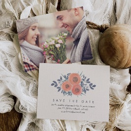 Peach Poppies Speichern der Datumskarten mit Foto- Save The Date