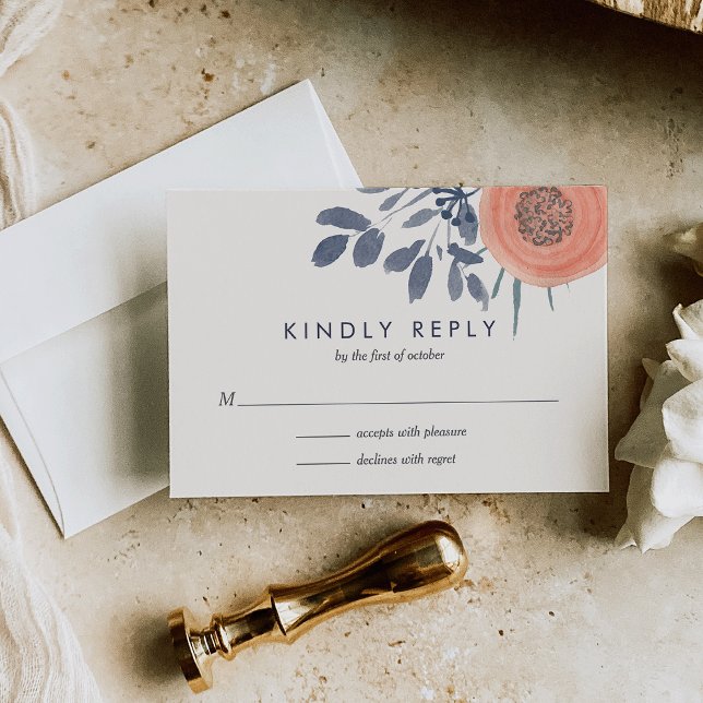 Peach Poppies Wedding RSVP Response Karte (Von Creator hochgeladen)