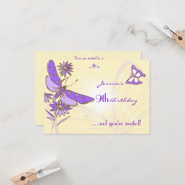 Peach Purple Butple Carte RSVP (Devant/Arrière en situation)