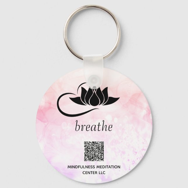 *~* Peach QR - BREATHE Lotus Branding SWAG Schlüsselanhänger (Vorderseite)