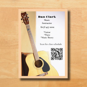 Peach QR Code Musiklehrer Acoustic Gitarre Visitenkarte