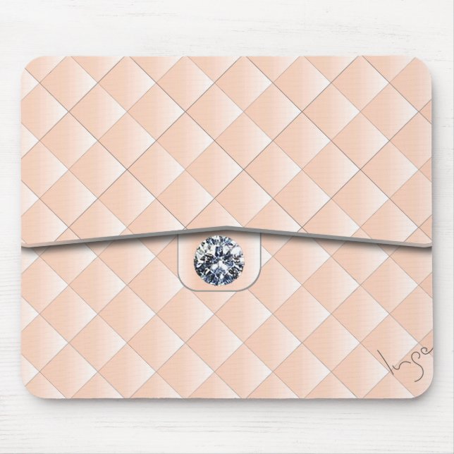 Peach Quilt Muster mit einem Diamant Mousepad (Vorne)