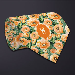 Peach Ranunculus Floral Krawatte