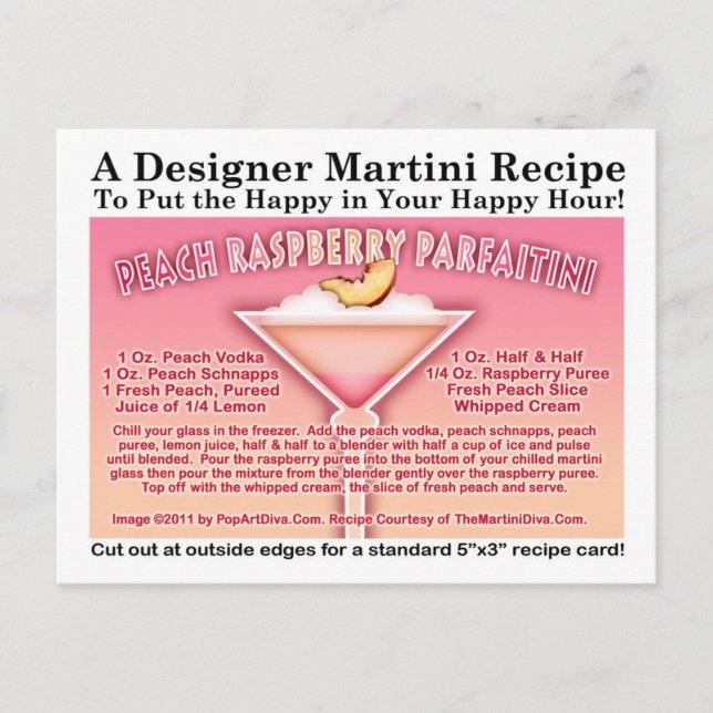 Peach Raspberry Parfait Martini Rezept Postkarte (Vorderseite)
