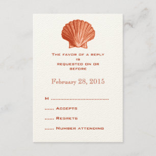 Peach Rattan Seashell Wedding Reply RSVP Cards