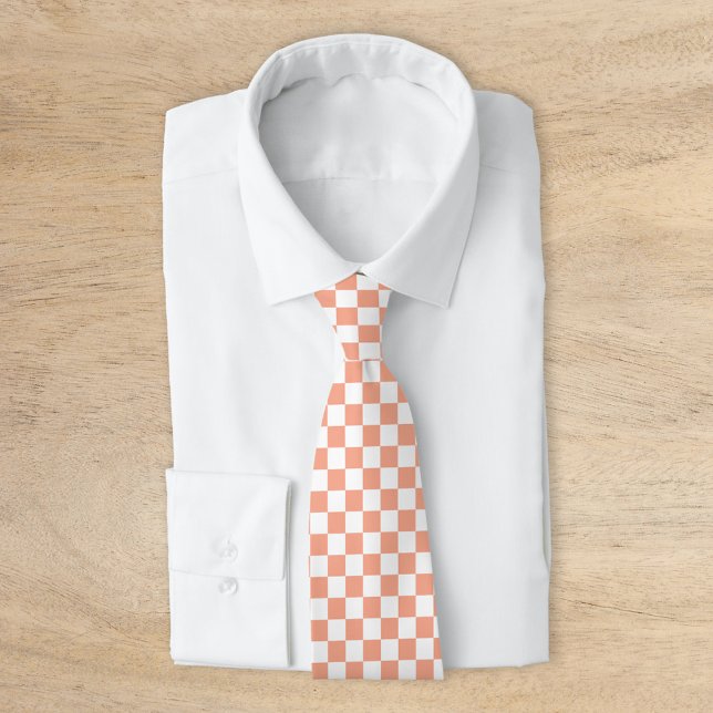 Peach Retro Checkerboard Krawatte (Von Creator hochgeladen)