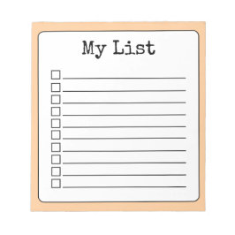 Peach Retro Custom Checklist Linken Notizblock