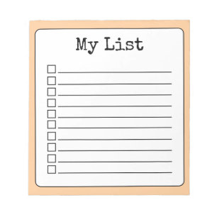 Peach Retro Custom Checklist Linken Notizblock