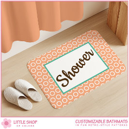 Peach Retro-Style Circle Pattern Customizable Badematte