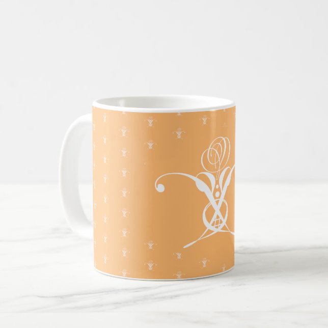 Peach Retro Weiße Geblüht Rose Kaffeetasse (Vorderseite Links)