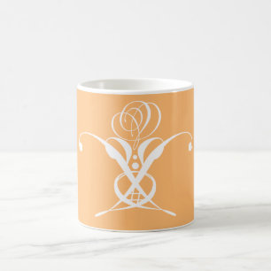 Peach Retro Weiße Geblüht Rose Kaffeetasse