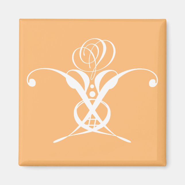Peach Retro Weiße Geblüht Rose Magnet (Vorne)